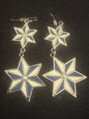 Vintage Enamel Star Earrings Dangle Multi Color